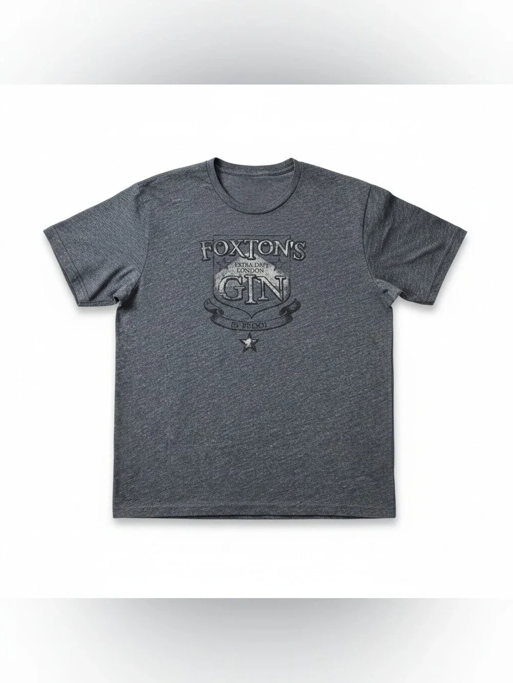 J. Crew Mens Size XL Heather Charcoal Foxton’s London Gin Graphic T-Shirt